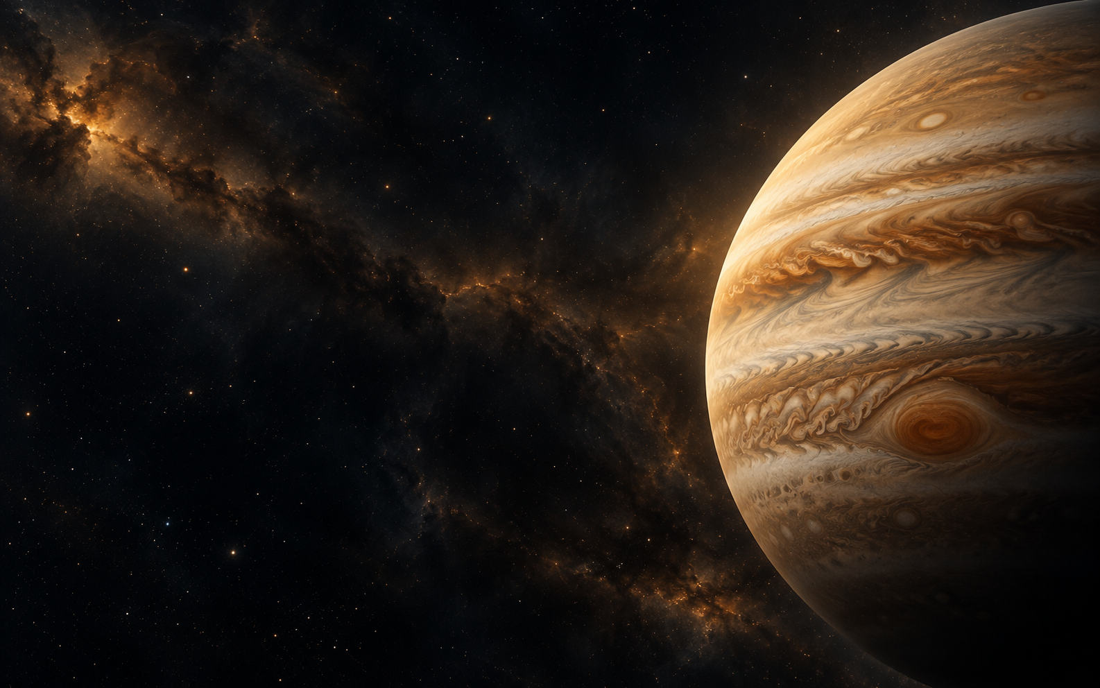 Jupiter above a field of stars